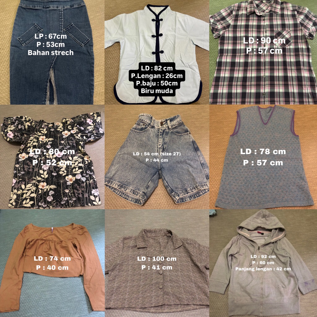 baju murah preloved blouse/kemeja/celana jiniso/rok jeans