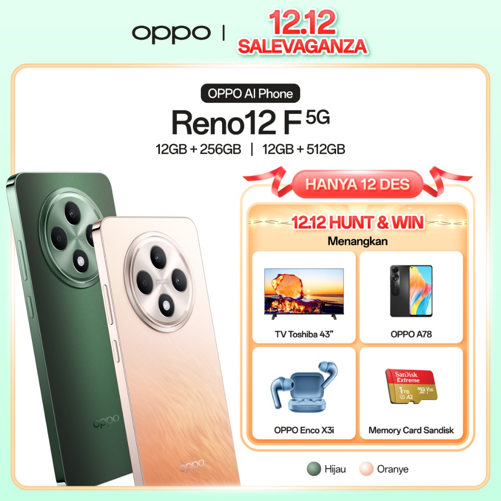 OPPO Reno12 F 5G 12GB+256GB/512GB [AI Potrait Expert, All-Round Armour, Dimensity 6300, 45W SUPERVOO