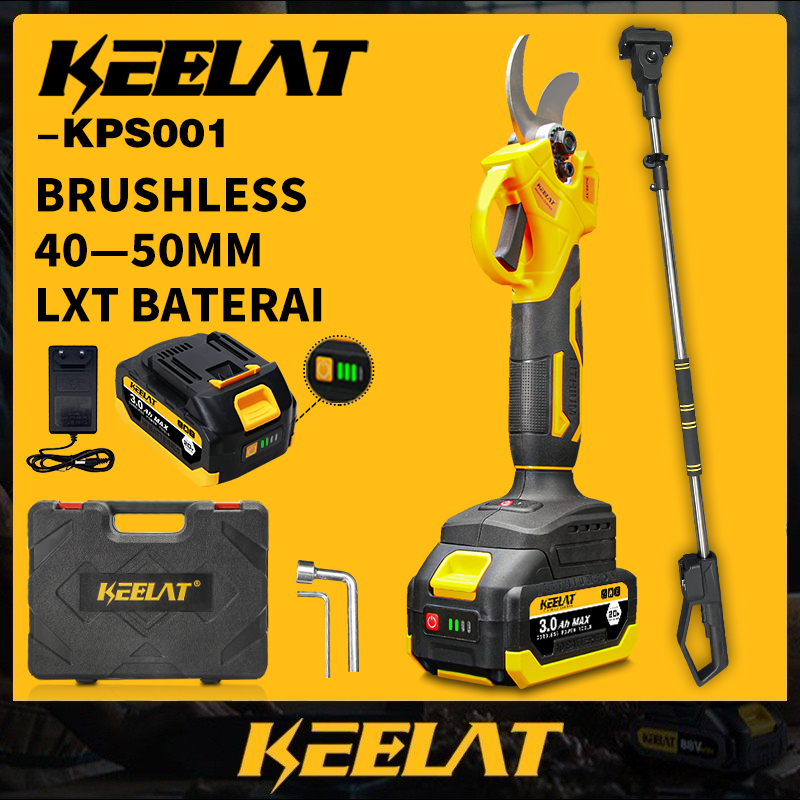 KEELAT Gunting Kebun Elektrik Brushless Gunting Dahan & Ranting Cordless  Alat Pemangkas Pohon & Tan