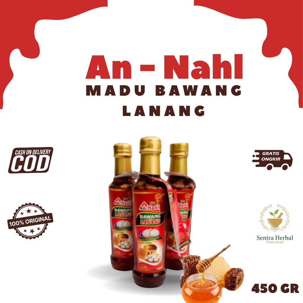 Madu Bawang Lanang An Nahl 450gr Original BPOM | Obat Kolesterol, Hipertensi, dan Stamina Pria