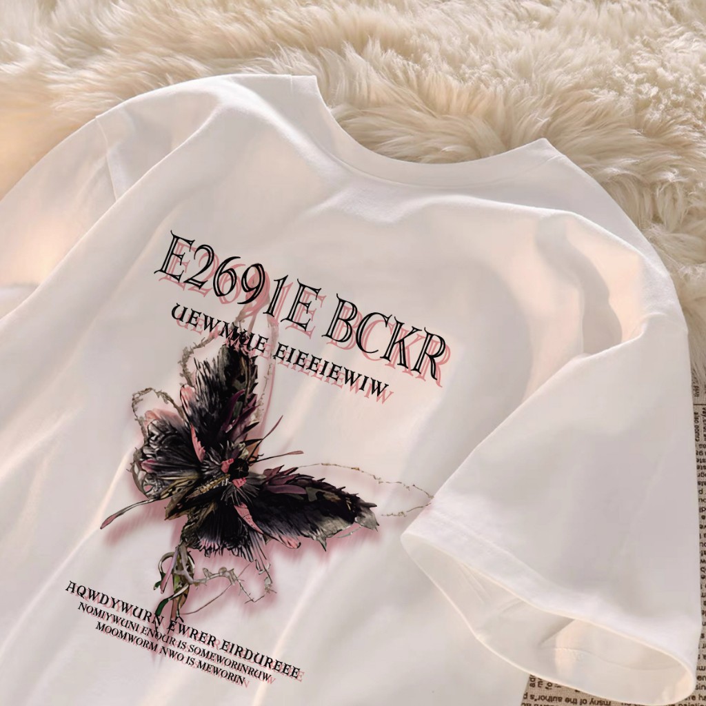 BEARPINK mall inline badge Desain Niche Plum Bossom Kupu -kupu pencetakan Gaya Amerika Merek yang tr