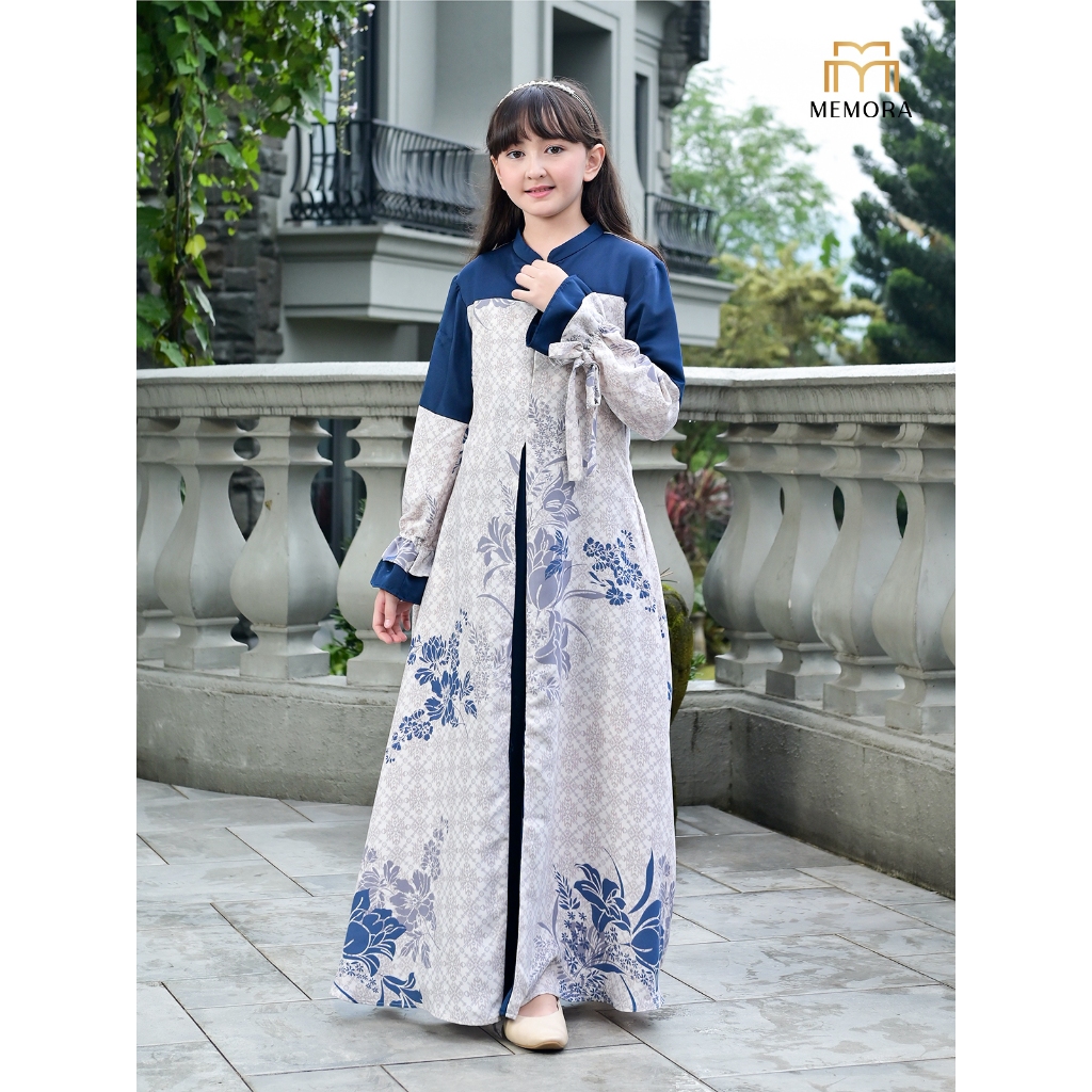Gamis Terbaru Lebaran 2026 Series SLAVINA NAVY By MEMORA - Gamis Anak Perempuan Amanah Original - Ba