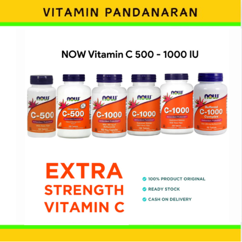 Suplemen Vitamin C 500 1000 IU Now Foods Buffered Tablet Capsules Chewable