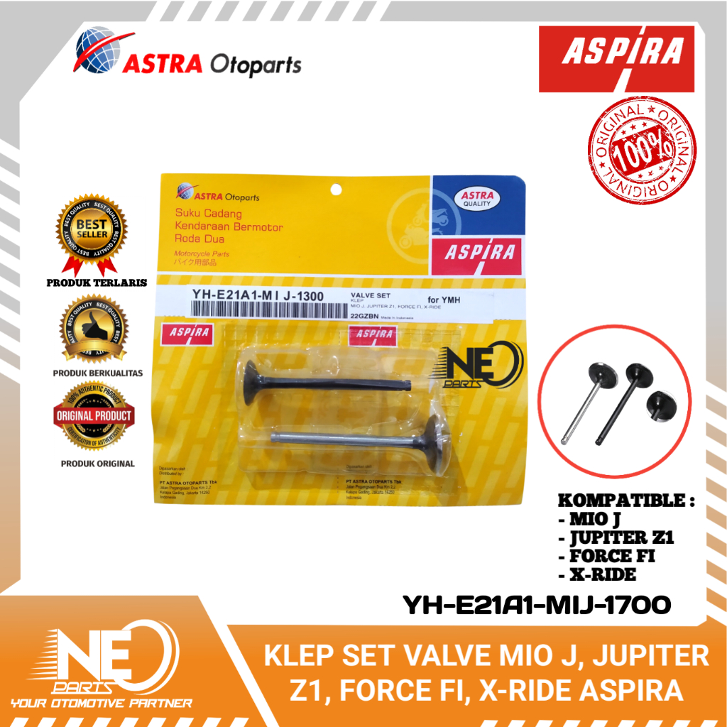 KLEP SET VALVE MIO J, JUPITER Z1, FORCE FI, X-RIDE ASPIRA