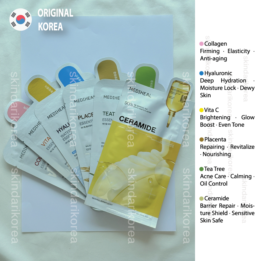 Mediheal Korean Face Mask Sheet | Moisturizing, Brightening, jerawat ORIGINAL