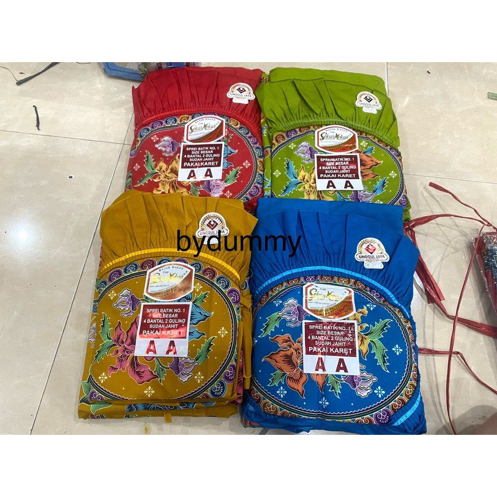 Seprei sprei batik pekalongan asli sekar mekar 180x200/160x200 bantal 4 pakai karet unggul jaya