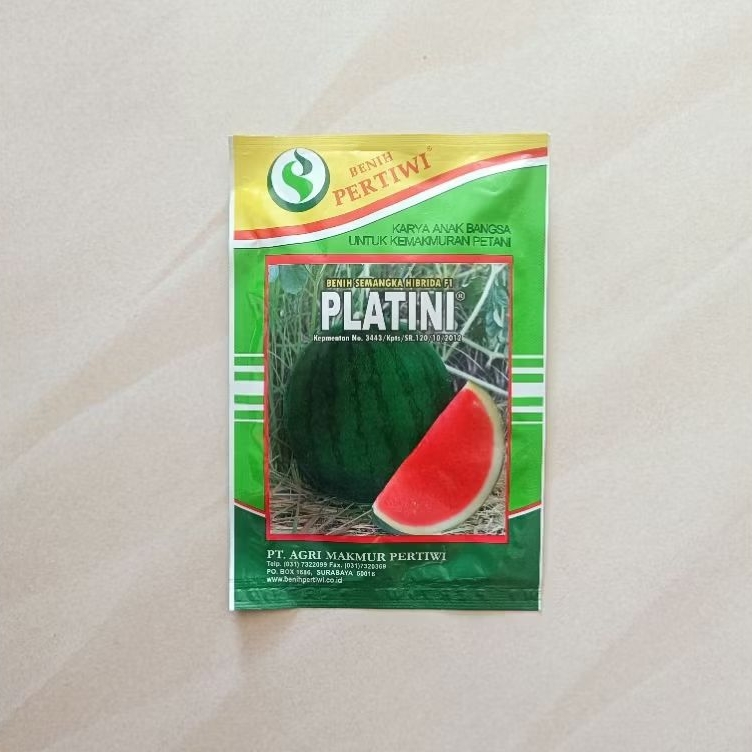Benih Semangka Hibrida Non Biji Platini F1 Isi 20 Gram Cap Benih Pertiwi