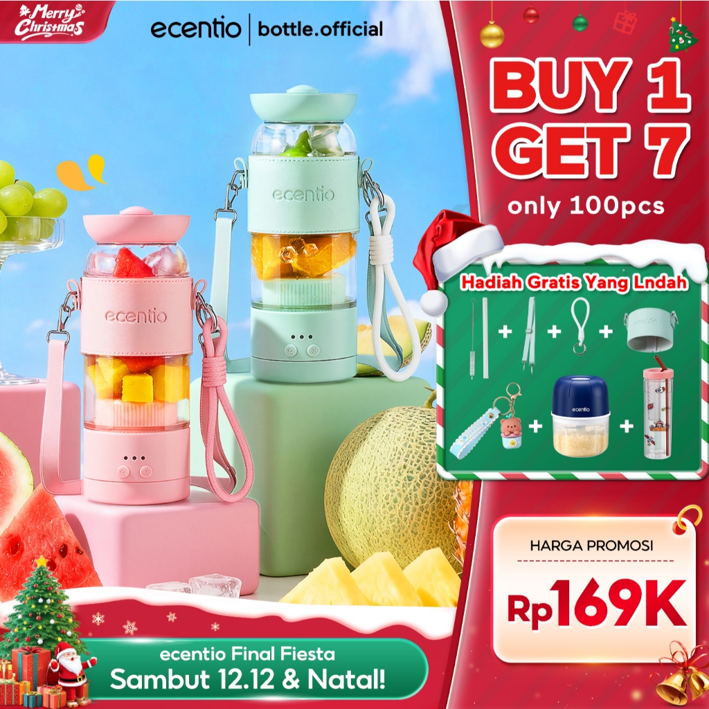 [BUY 1 GET 7] ecenito Juicer & Botol Minum 2 in 1 Portable blender 500ml Food Grade Kaca Tebal Blend