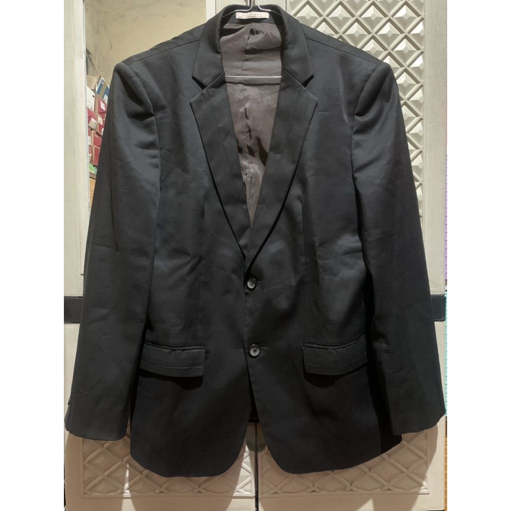 ORIGINAL JAS SUIT COMFORT ZARA BLAZER TUXEDO SINGLE BREASTED TEXTURED BLACK INDIGO