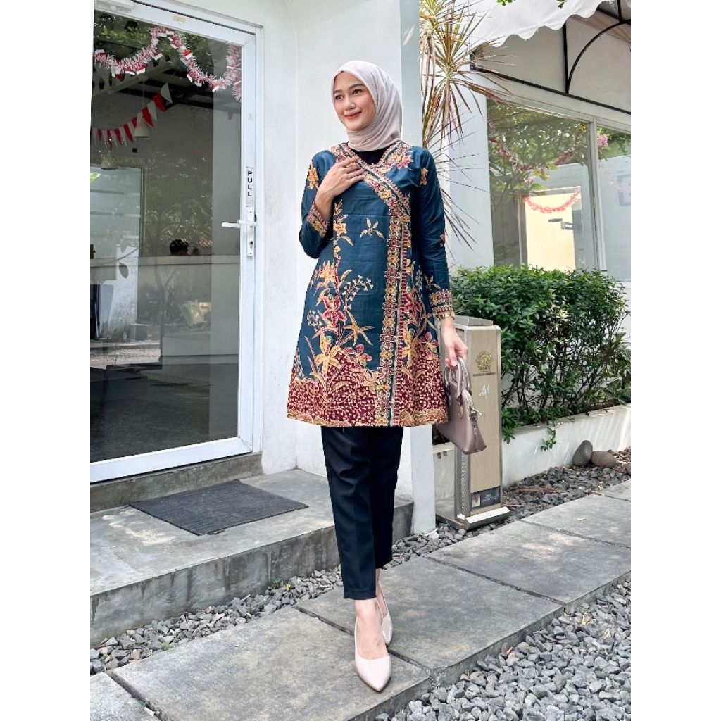 TUNIK BATIK I BAJU BATIK WANITA IlATASAN BATIK // BAJU ATASAN KANTOR // ATASAN BAJU SERAGAM GURU PRE