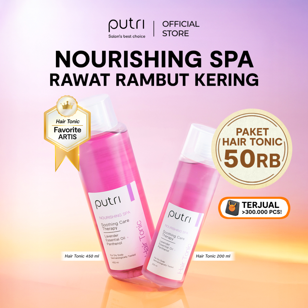 HAIR TONIC RAMBUT RUSAK Putri Anti Rusak & Kering 2pcs Hair Tonic 200ml + 450ml | Wangi Tahan Lama |