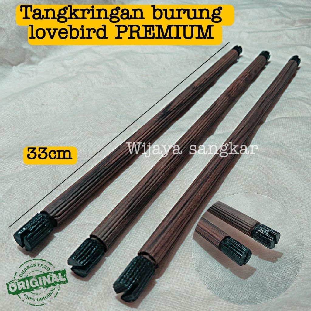 Tangkringan burung lovebird kayu serut sonokeling premium cincin hitam (2pcs)