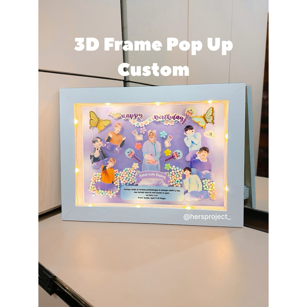3D FRAME POP UP CUSTOM 30 x 30 CM LED