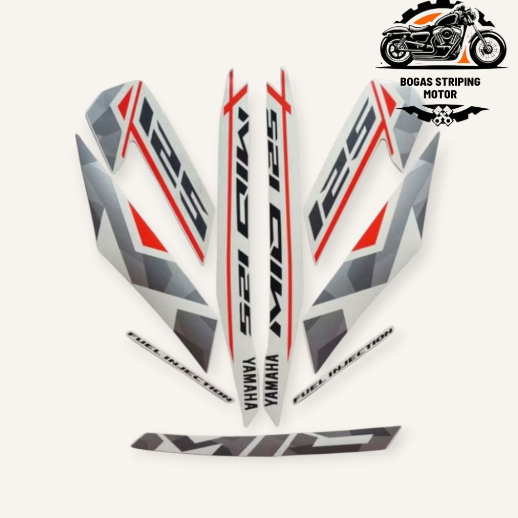 Striping Stiker Bodi Yamaha Mio M3 125 2016 Putih Full Body Berkualitas Terbaik