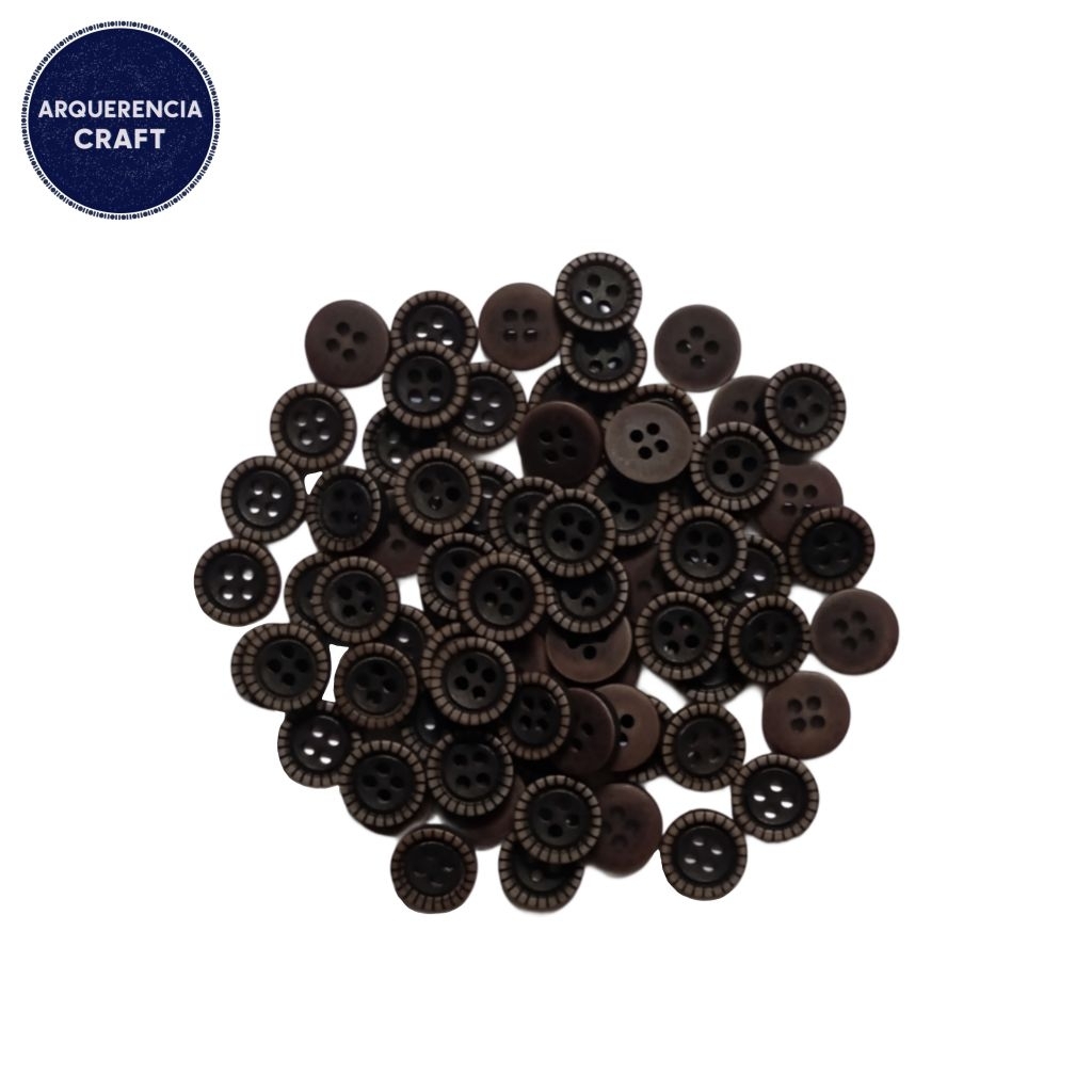 10 Pcs Kancing Hias Motif Garis Cokelat Kehitaman