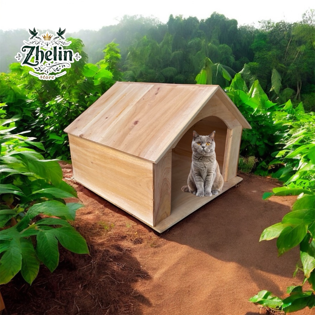 kandang kucing / rumah kucing anjing kayu mahoni