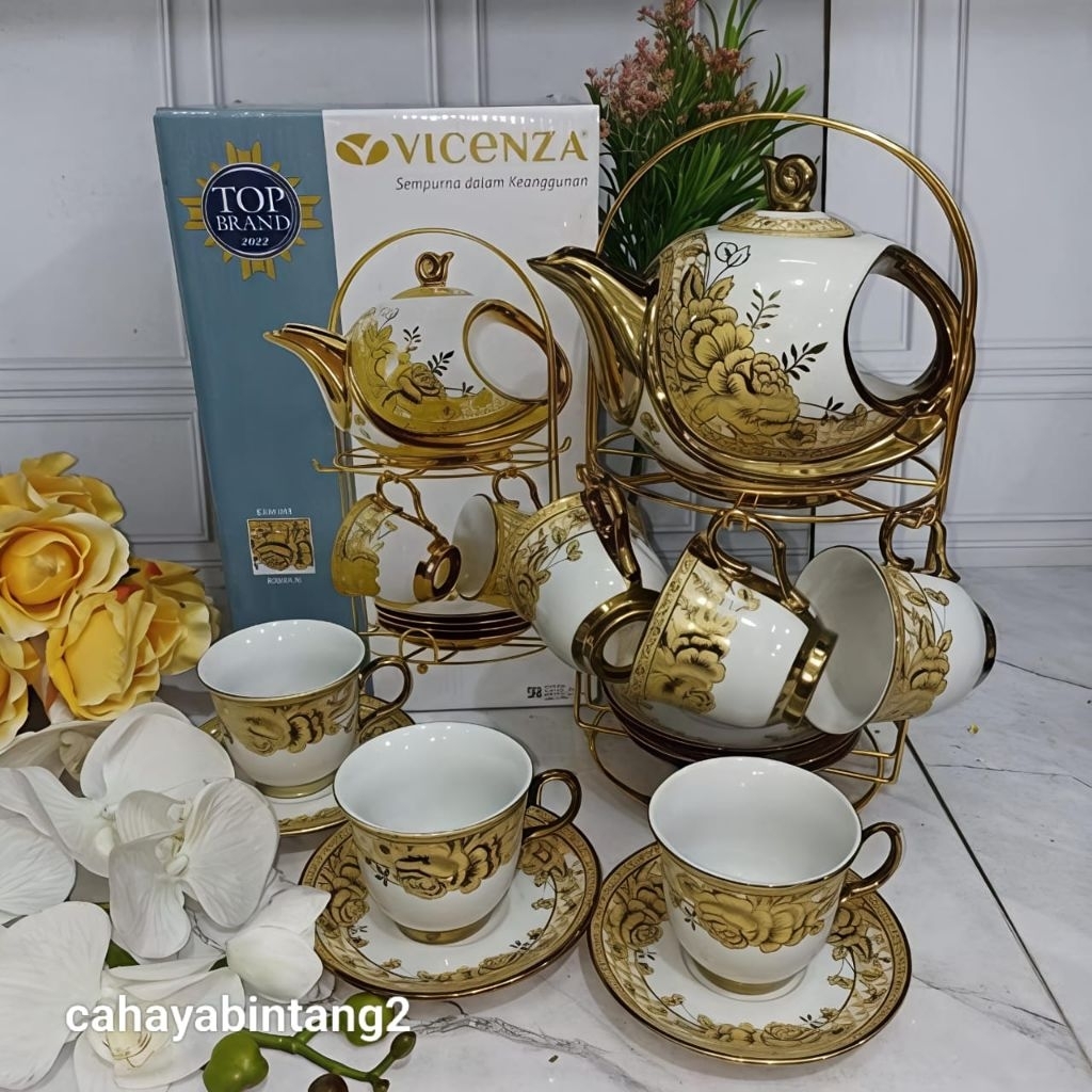 Teko Teh / Kopi Set Cangkir Keramik Vicenza C-78 dan CR-90