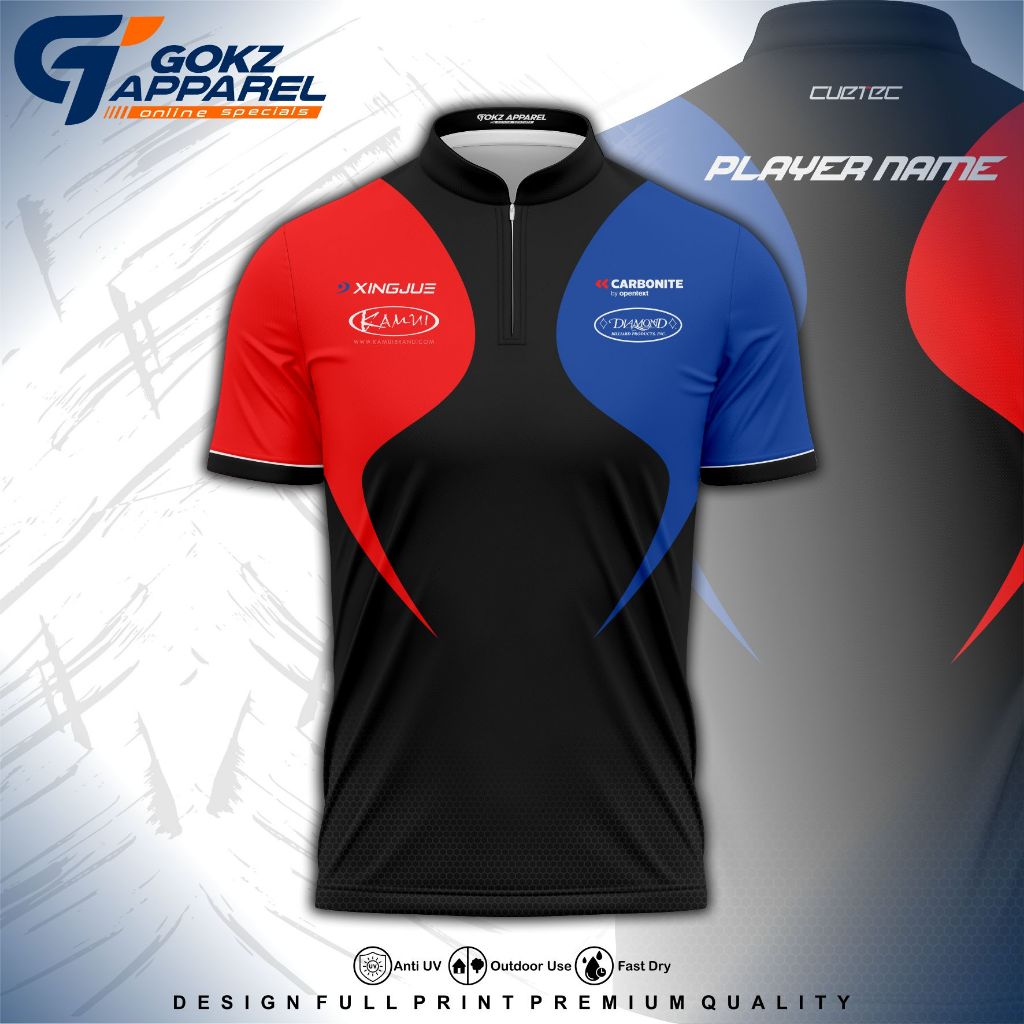 JERSEY BILLIARD KAMUI, XINGJUE, CARBONITE, DIAMOND SERIES SANGHAI PREMIUM BAHAN DRYFIT ADEM TIDAK PA