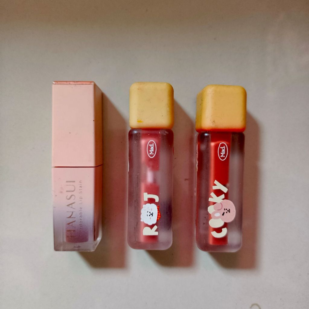 Mad for Makeup 21st century lip juicy serum tint make it nude peach love BT21 Free Hanasui liptint c