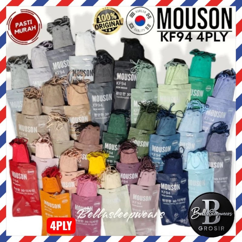 BELLA - MASKER KF94 MOUSON EMBOS 10PC - MASKER MOUSON KF94 NEW WARNA TALI SENADA 4PLY