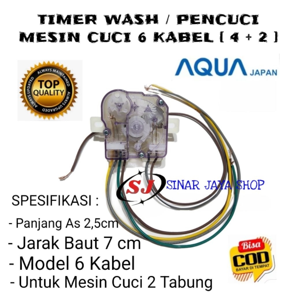TIMER WASH 6 KABEL MESIN CUCI AQUA 2 TABUNG - TIMER MESIN CUCI AQUA 2 TABUNG