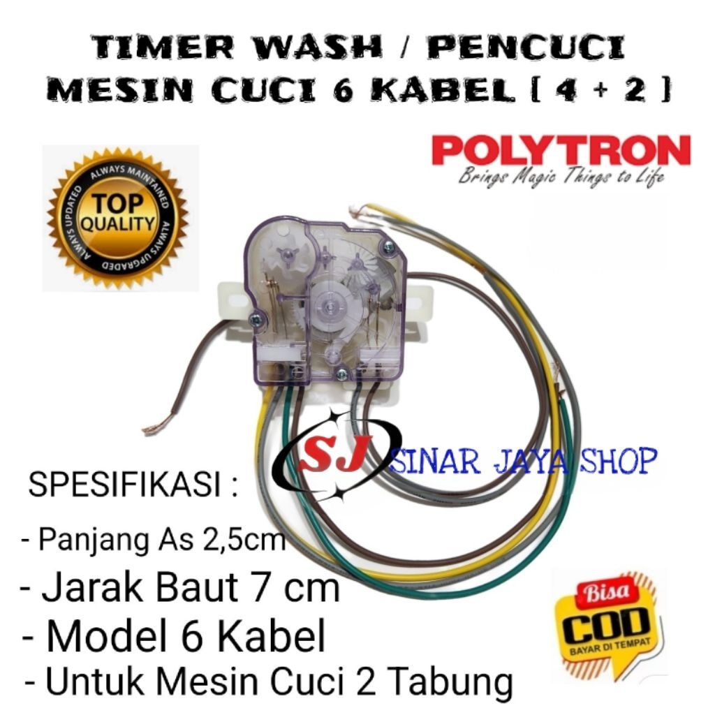 TIMER WASH 6 KABEL MESIN CUCI POLYTRON 2 TABUNG - TIMER MESIN CUCI POLYTRON 6 KABEL