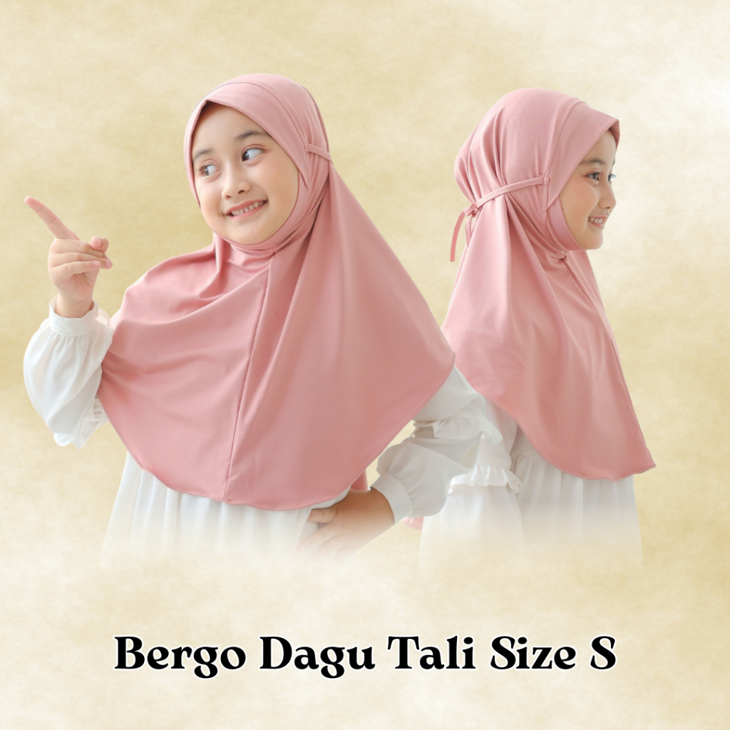 Bee Hijab - (Bergo Premium) Hijab Instan Dagu Anak Tali Belakang I Jilbab Instan Malay Dagu Anak Tal