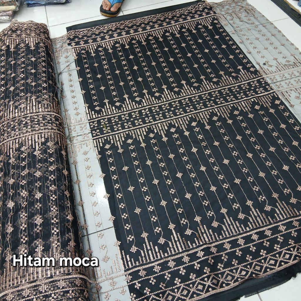 Kain bahan tile bordir sapto premium / Kain tile sapto terbaru