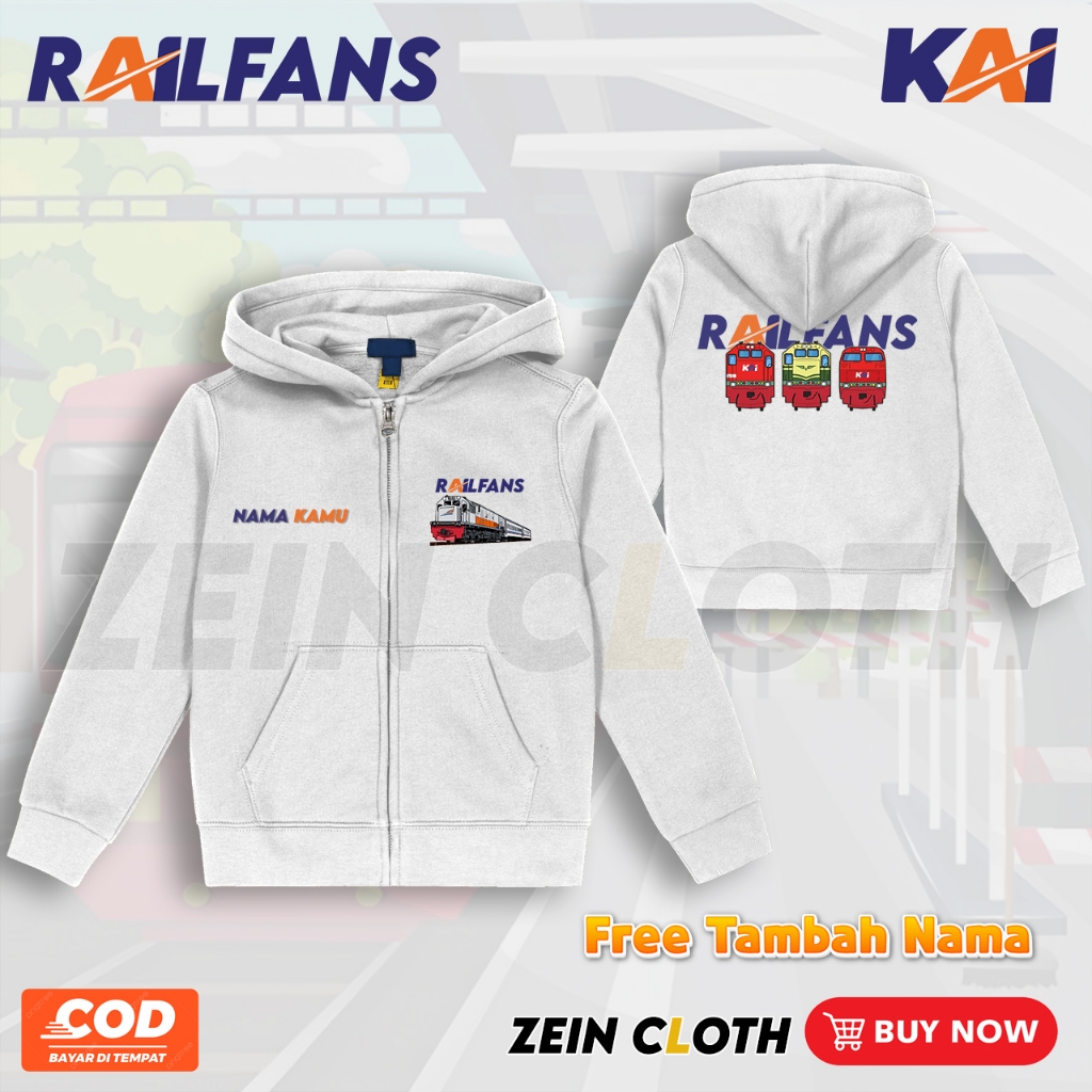 Hoodie Zipper Anak LOKOMOTIF KAI Kereta / Jaket Zipper Anak Gambar Lokomotif KAI