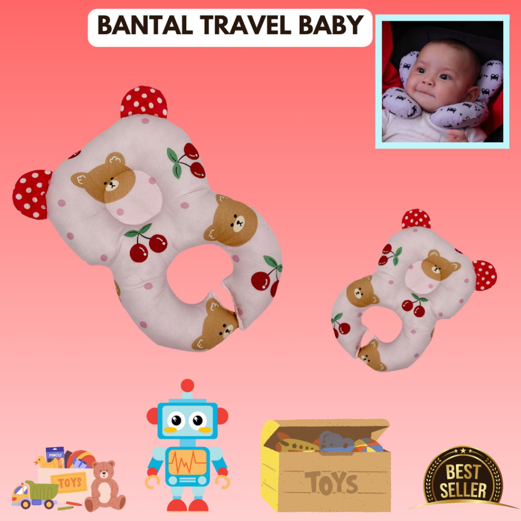 bantal travel bayi katun micro/bantal bayi/bantal peyang leher/bantal leher