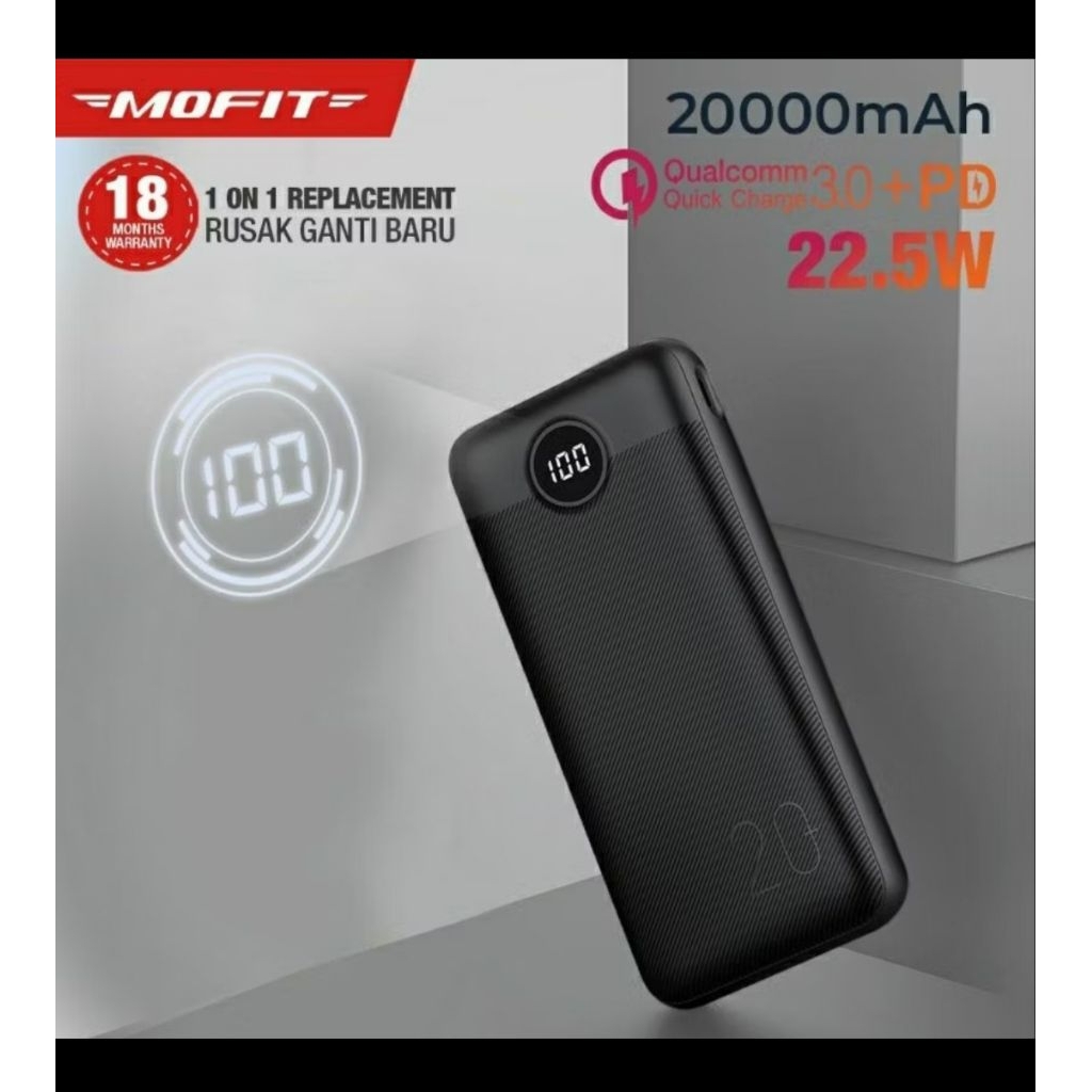 power bank mofit 20000 mah fascharging 22waatt