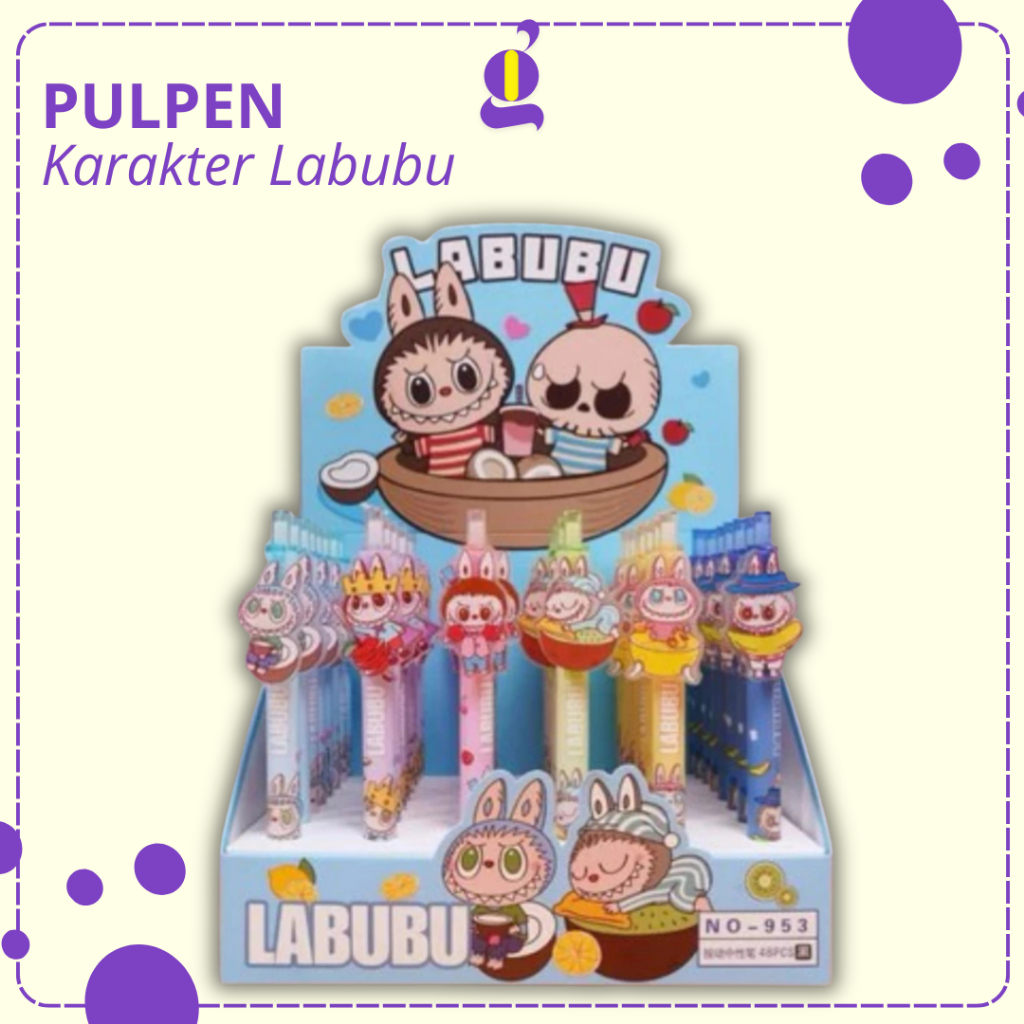 Pulpen Pena Cetek Aklirik Pena 0.05MM 0.38MM Motif Karakter Labubu AT45