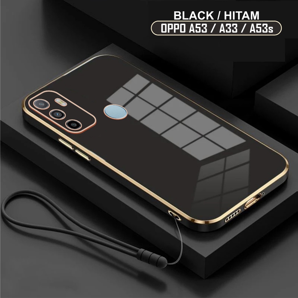 Softcase Oppo A53 A53s A33 4G 2020 Case Luxury Plating Free Tali Lanyard Premium