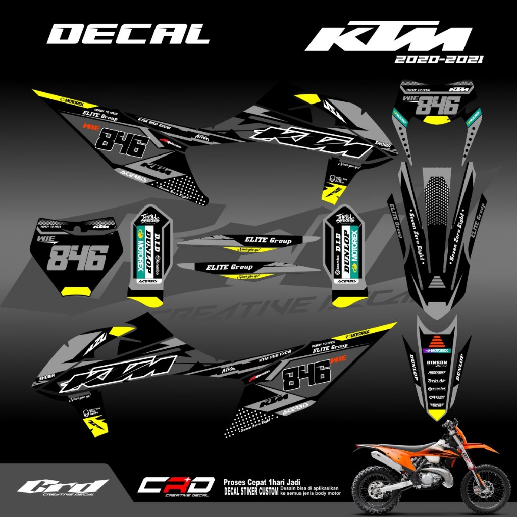 Decal Stiker Motor KTM 250-450 Tahun 2020-2022 Decal KTM 250 exc Jual Decal Ktm 2020 Up