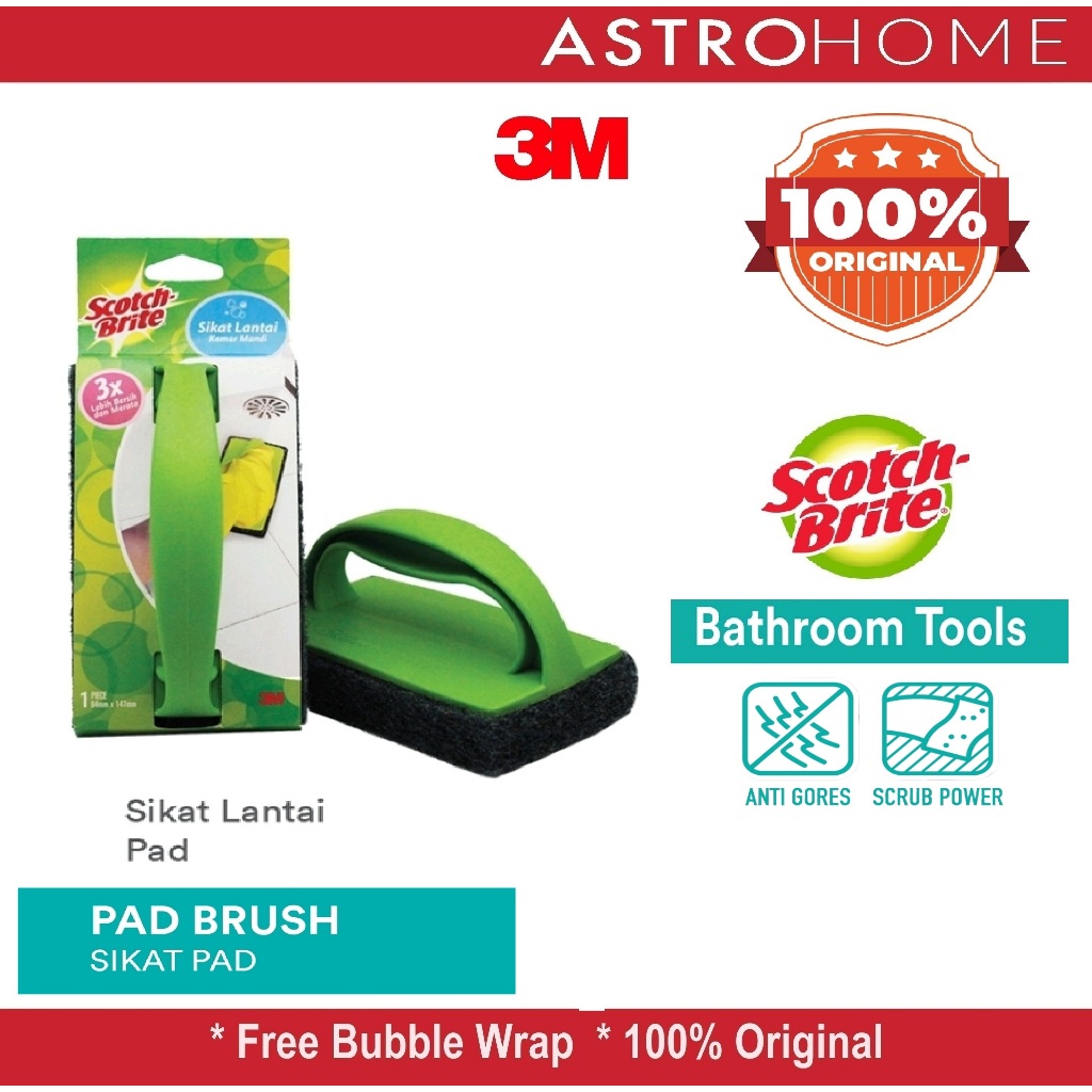 Sikat Pad Lantai Kamar Mandi Scotch Brite 3M ID 40 ID-40 dengan Gagang Nyaman dan Daya Gosok Kuat Me