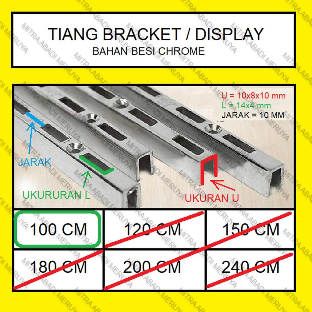 Tiang Bracket 100 cm Rel Bracket Tiang Rel Breket Display
