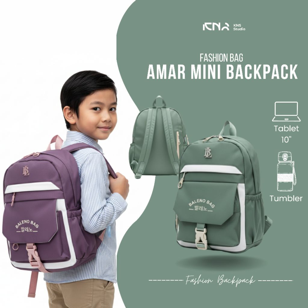Tas Ransel Anak Mini Wanita Anti Air, Muat Tablet 10 Inch - Amar Mini Backpack BALENO- Cocok Sekolah