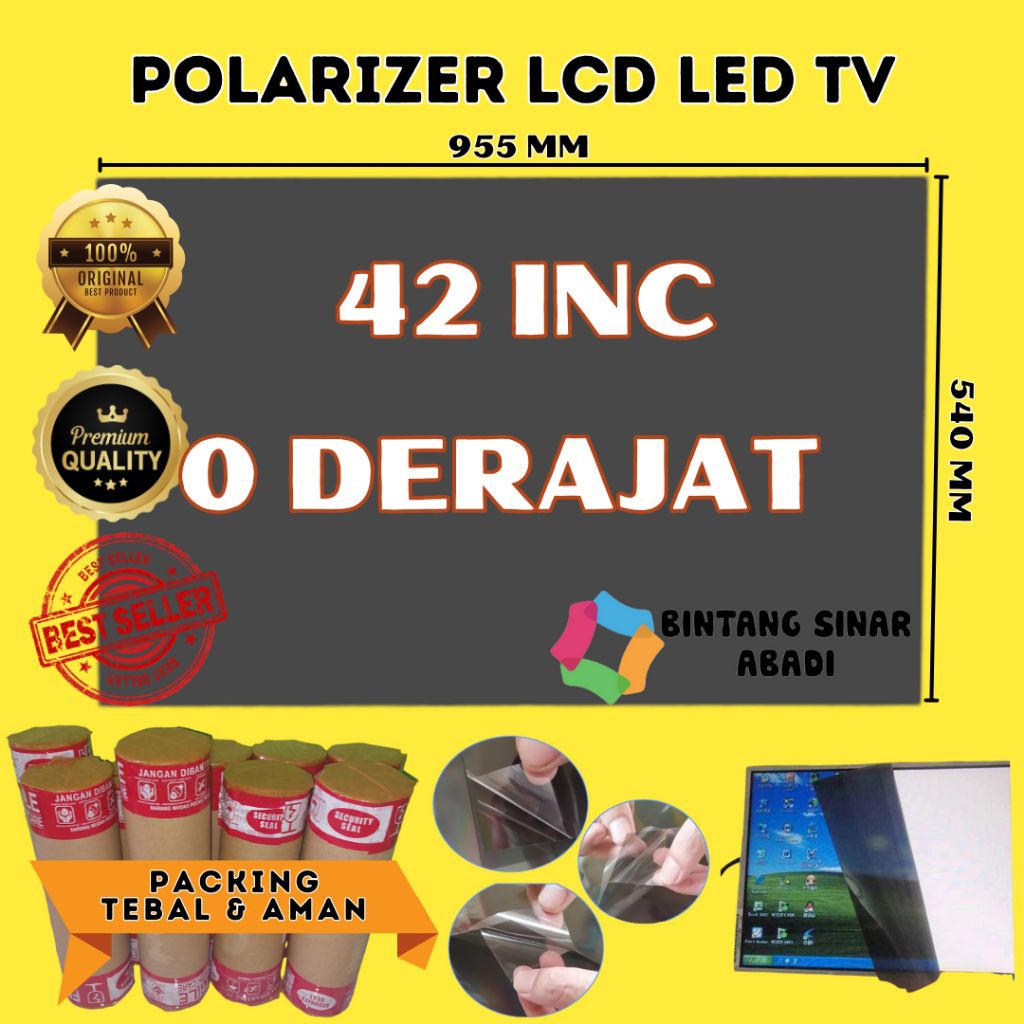 POLARIZER LCD 42 INC 0 DERAJAT DEPAN POLARIZER 42 INCH DEPAN