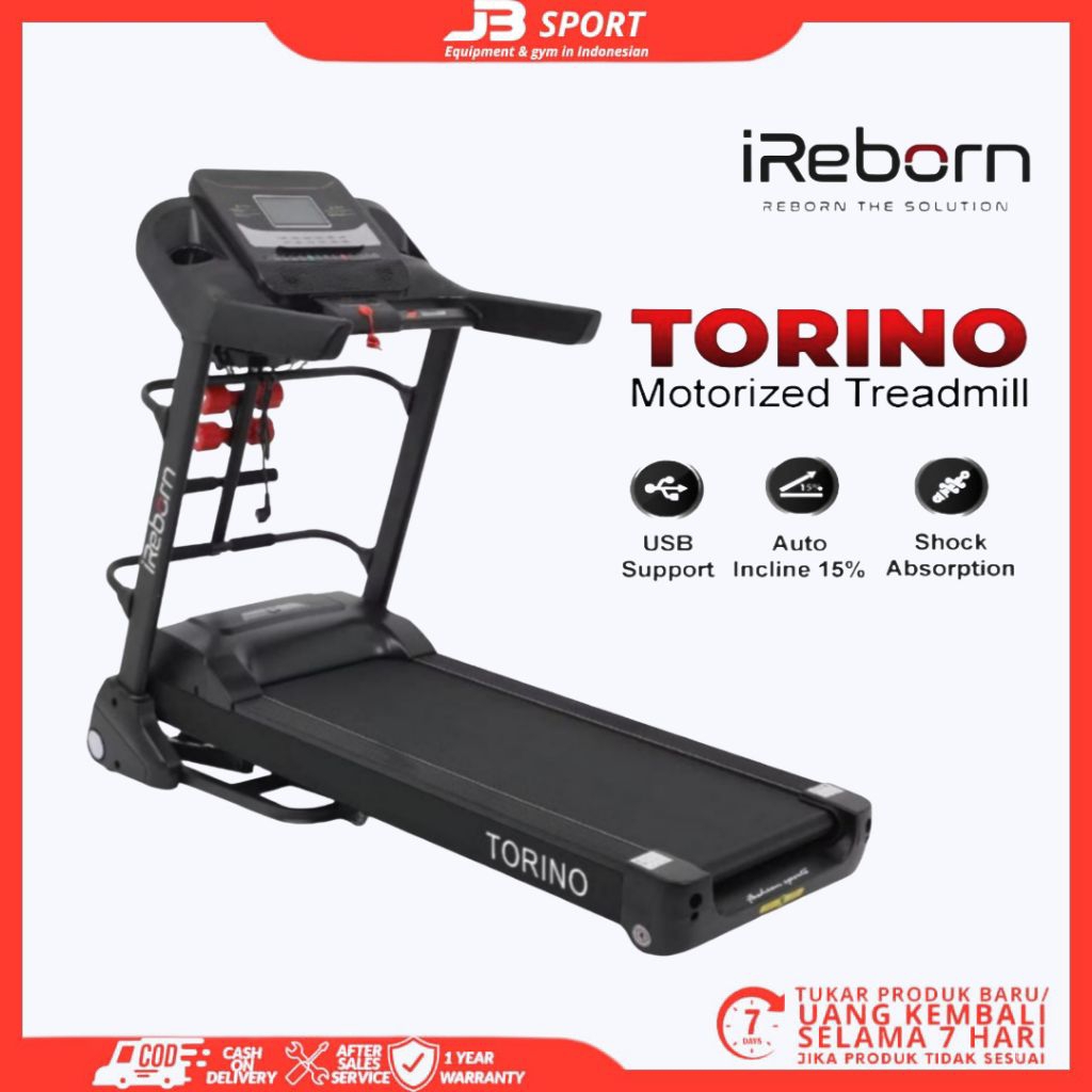 Treadmil elektrik ireborn Torino(Original) Alat fitnes olahraga lari theradmil