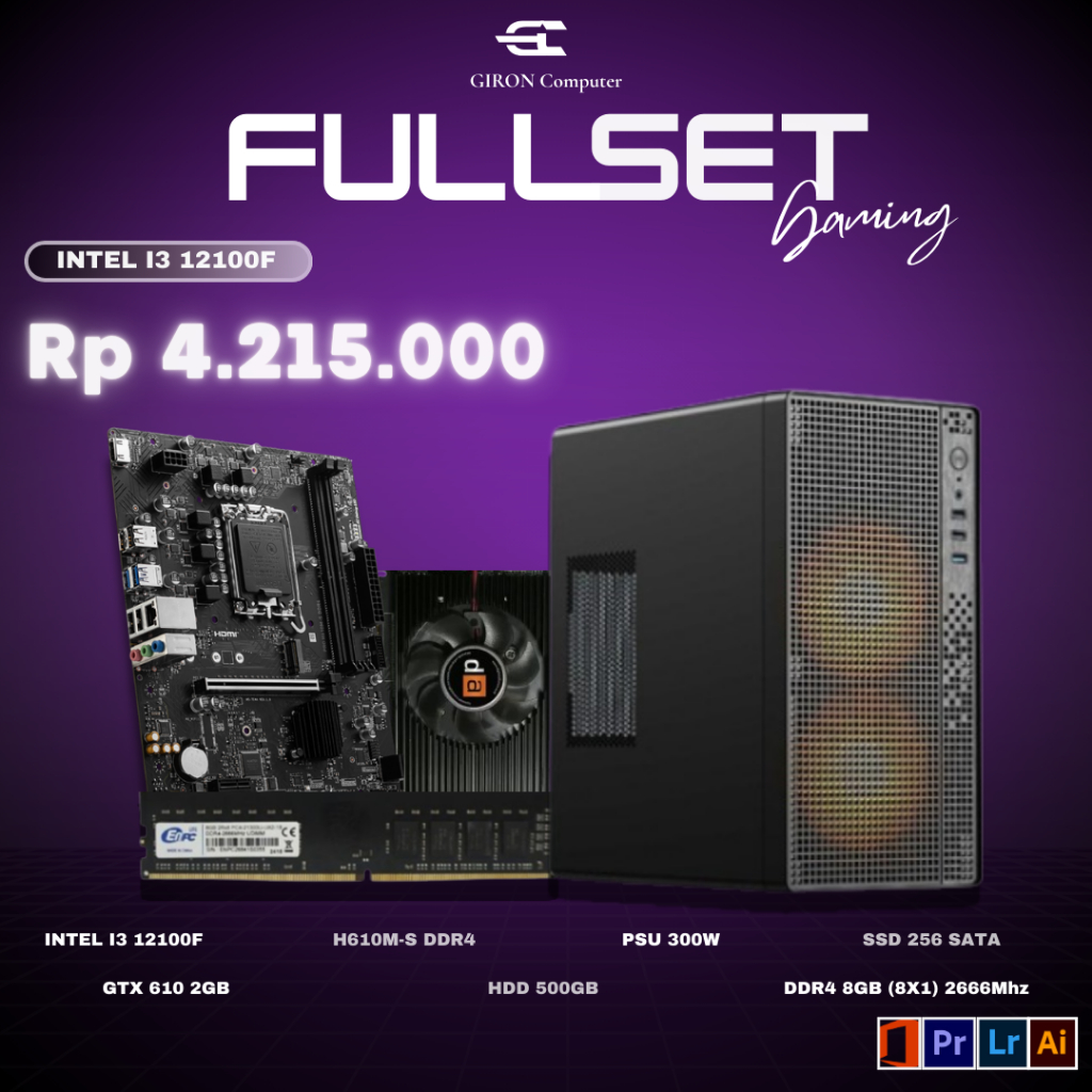PC Rakitan Series I3 12100F Untuk Office Dan Gaming
