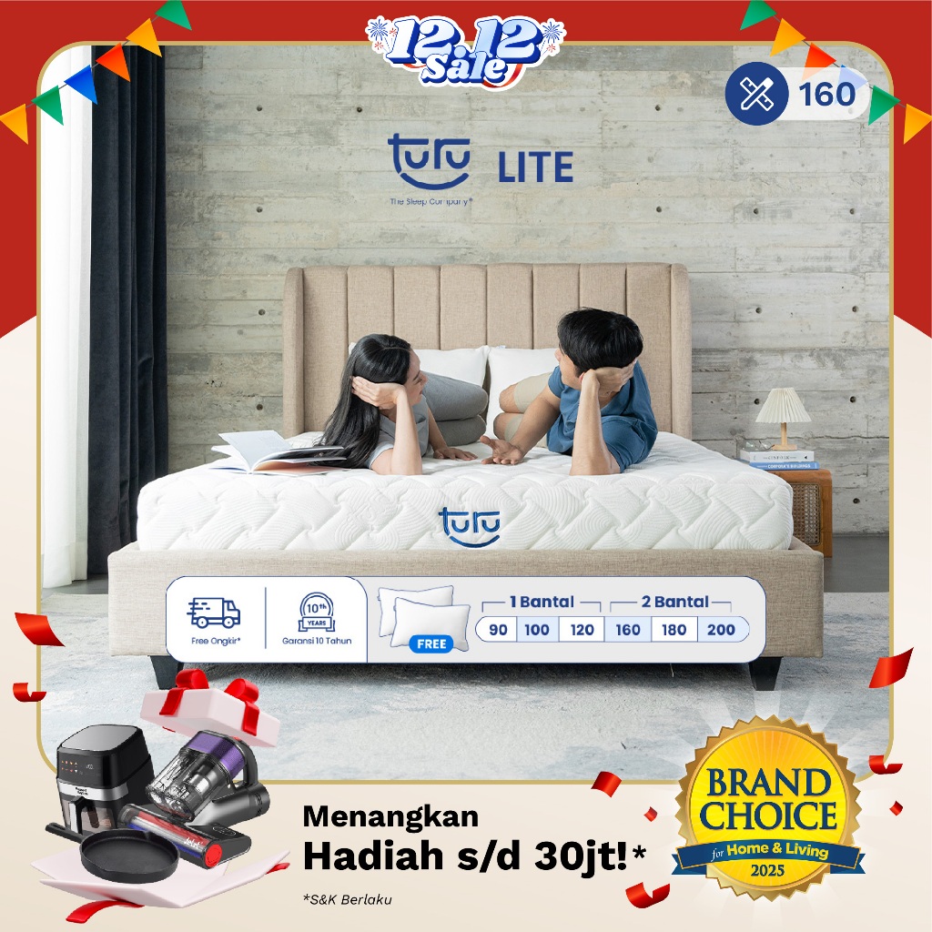 Turu - Kasur Base Support Foam TURU LITE ukuran 160x200 (Queen Size) Free Bantal