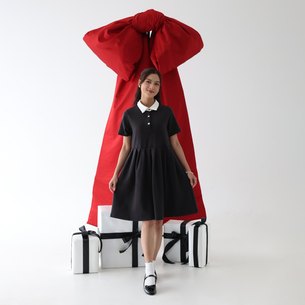 ULTRAVIOLET Aora Collared Knit Dress 381 (2 Warna) - Baju Terusan Wanita Korean Natal Gereja Holiday