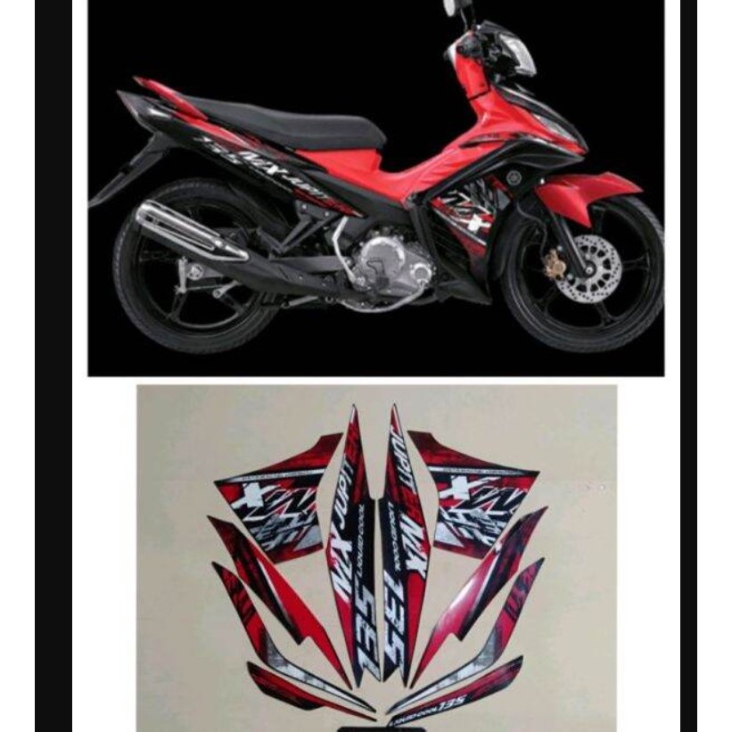 Stiker Striping Motor Yamaha Jupiter MX 135 2014 MX New Hitam Merah List Body Standar Berkualitas / 
