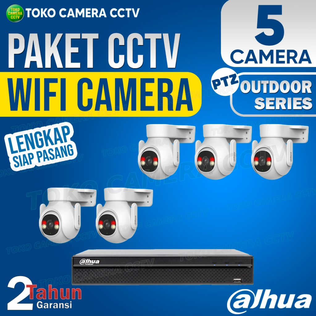 PAKET CCTV WIFI PTZ DAHUA OUTDOOR 8 CHANNEL 5 KAMERA