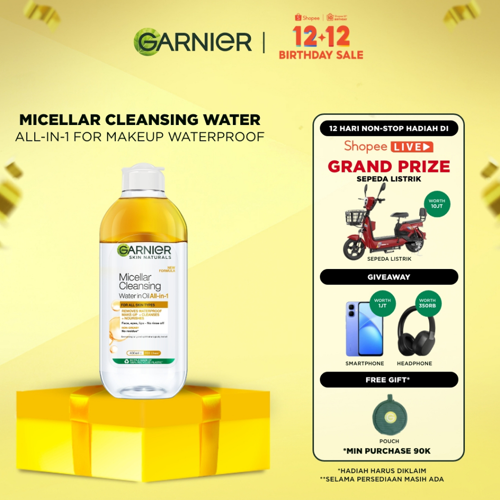 GARNIER Micellar Water Oil-Infused Skin Care 400ml Skincare Cleansing - Pembersih Wajah & Make up Wa