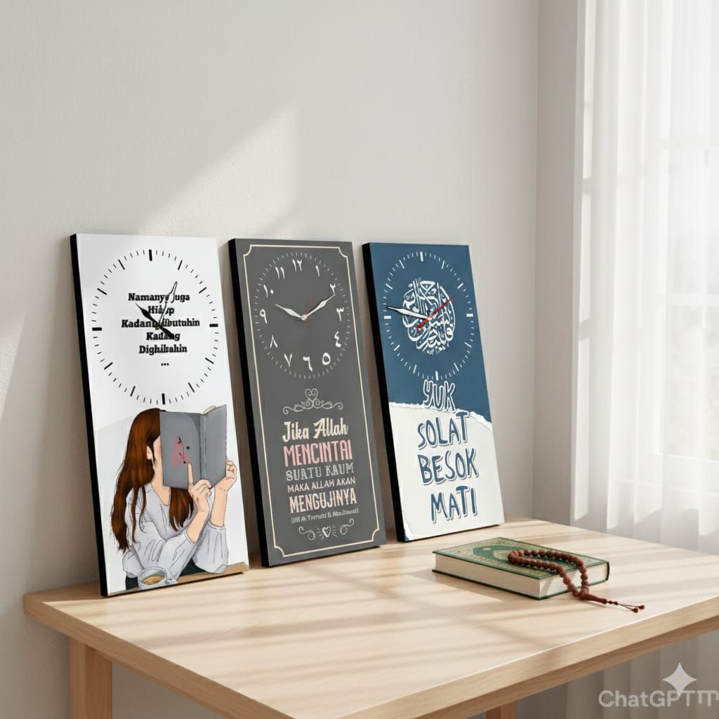 Jam Dinding Islami Unik | Sholatlah Nak.. FREE BATERAI | SIAP PAJANG