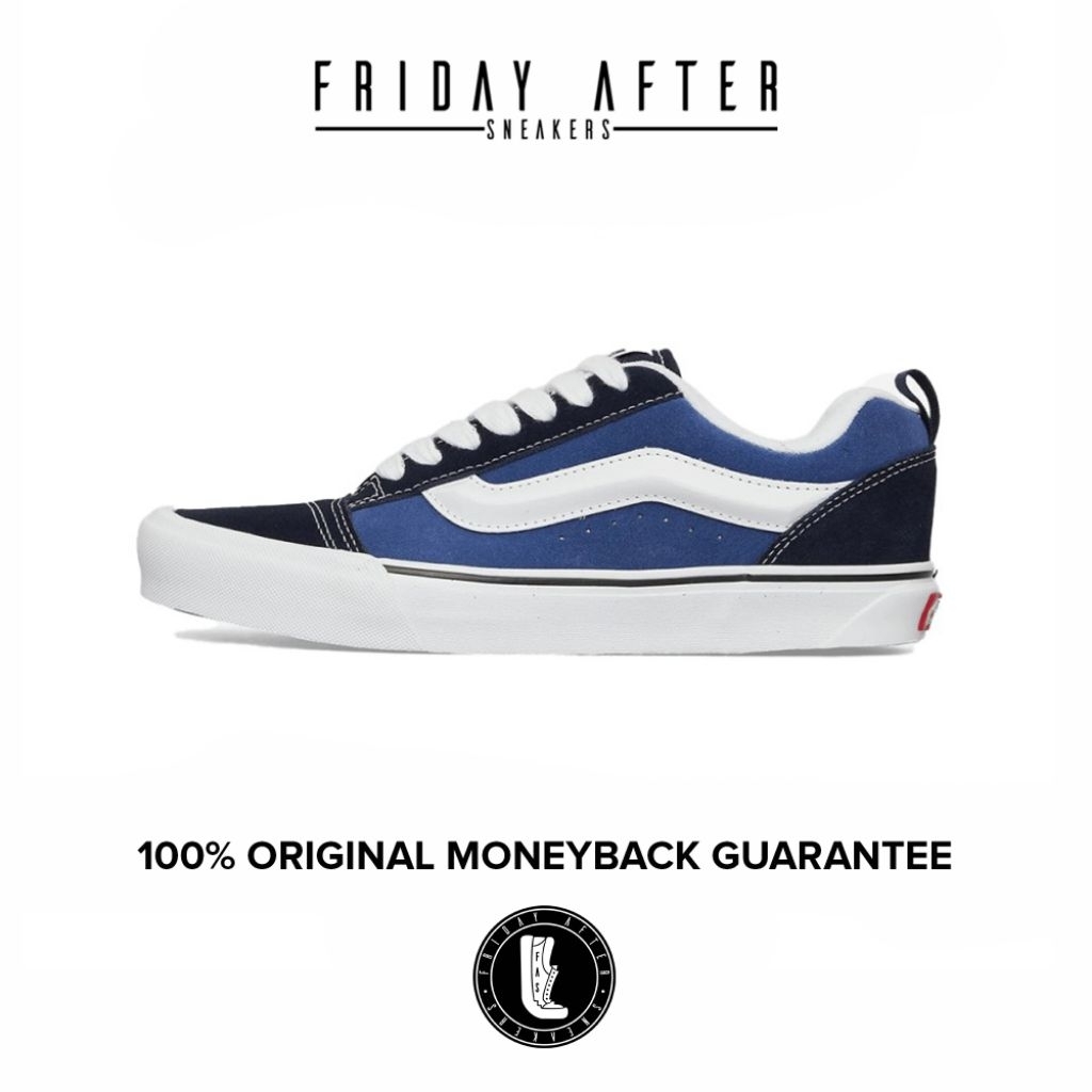 Sepatu Sneakers Pria Wanita Vans Knu Skool Navy White Classic Original Resmi