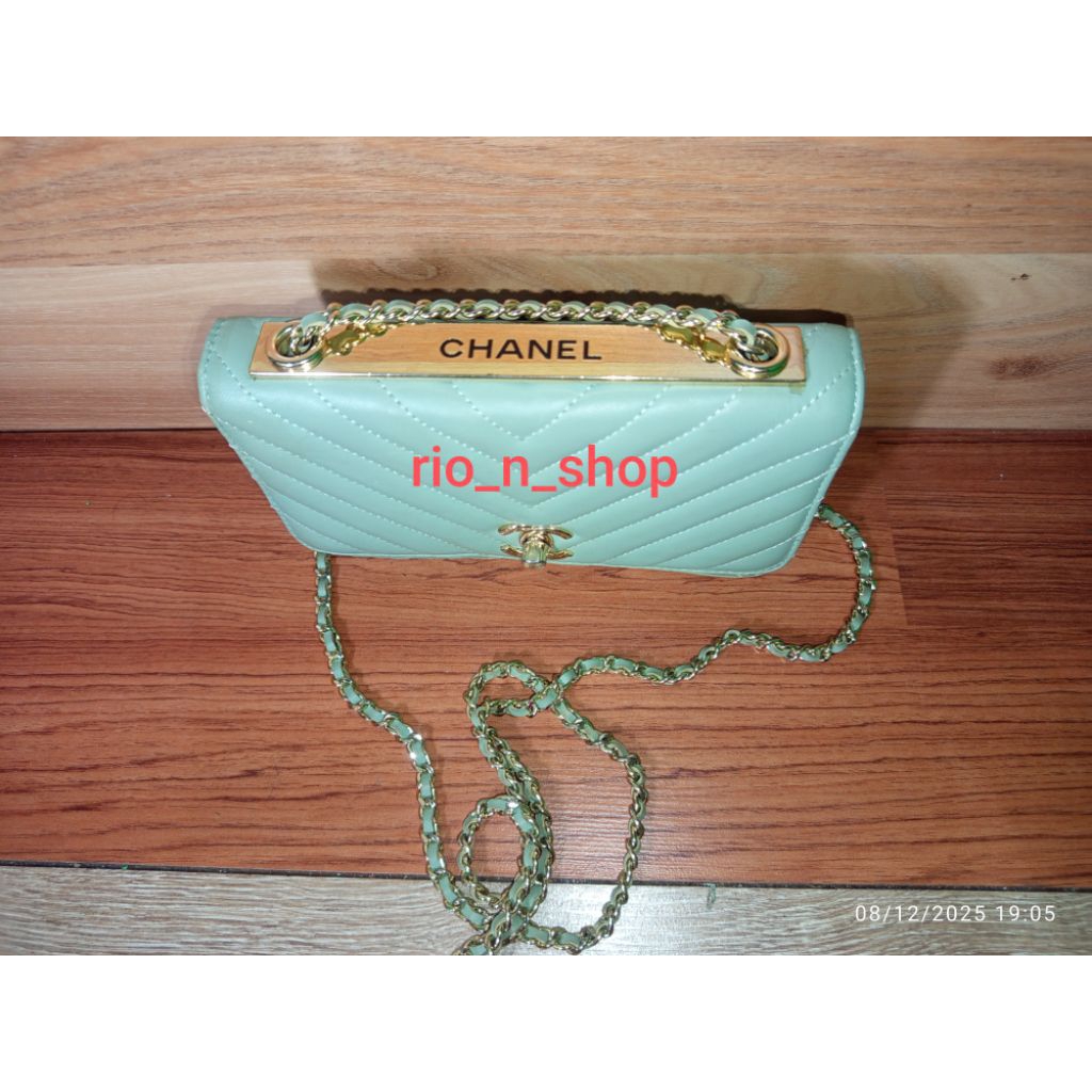 Chanel Boy Trendy Chevron Biru Woc Crossbody SHW