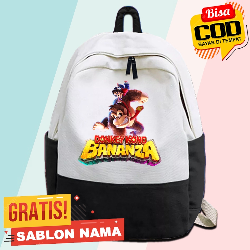 TAS RANSEL ANAK TAS SEKOLAH ANAK DONKEY KONG BANANZA FREE NAMA