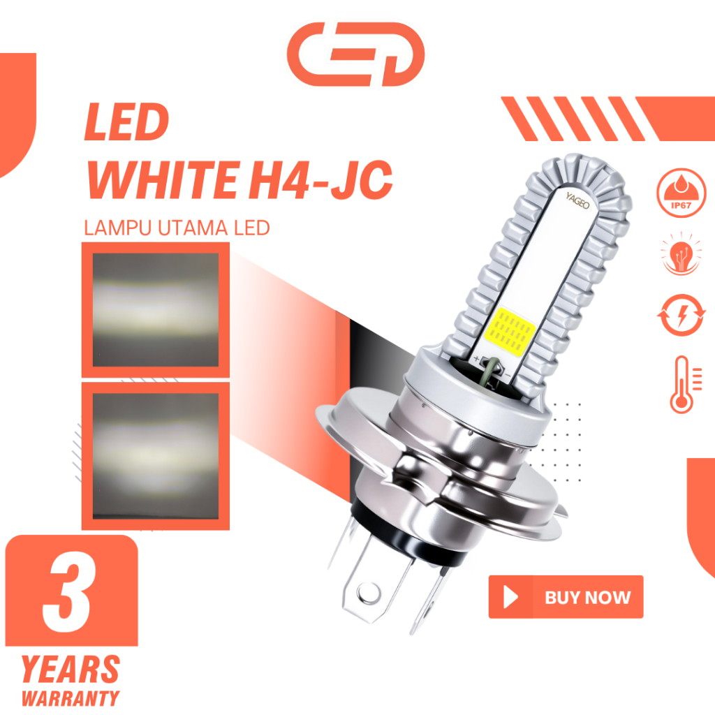 CED Super terang dan tahan lama Lampu Depan Motor LED H4/HS1-JC,H-30W/L-15W,130 LM/W,3000LM*2,IP67 t